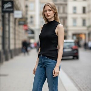 Madewell‎ Sleeveless Minimalist Versatile Classic Casual Ribbed Soft Tank Black